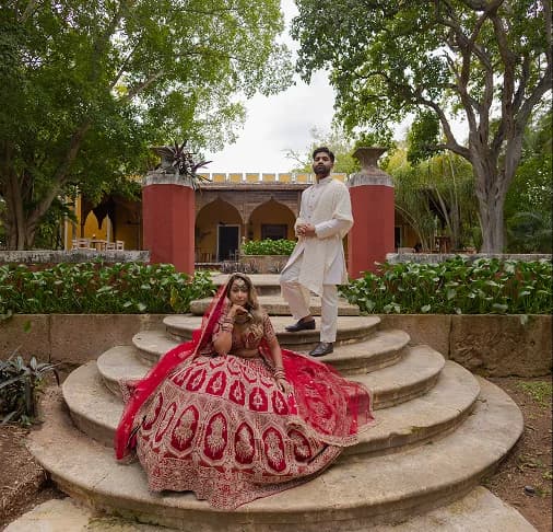 Jardín para bodas con arquitectura histórica en Yucatán